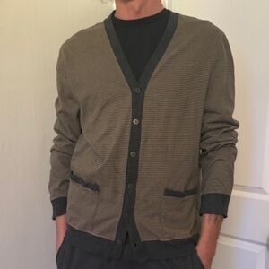 NUCO Men's Striped Cardigan Sweater - Black and Brown